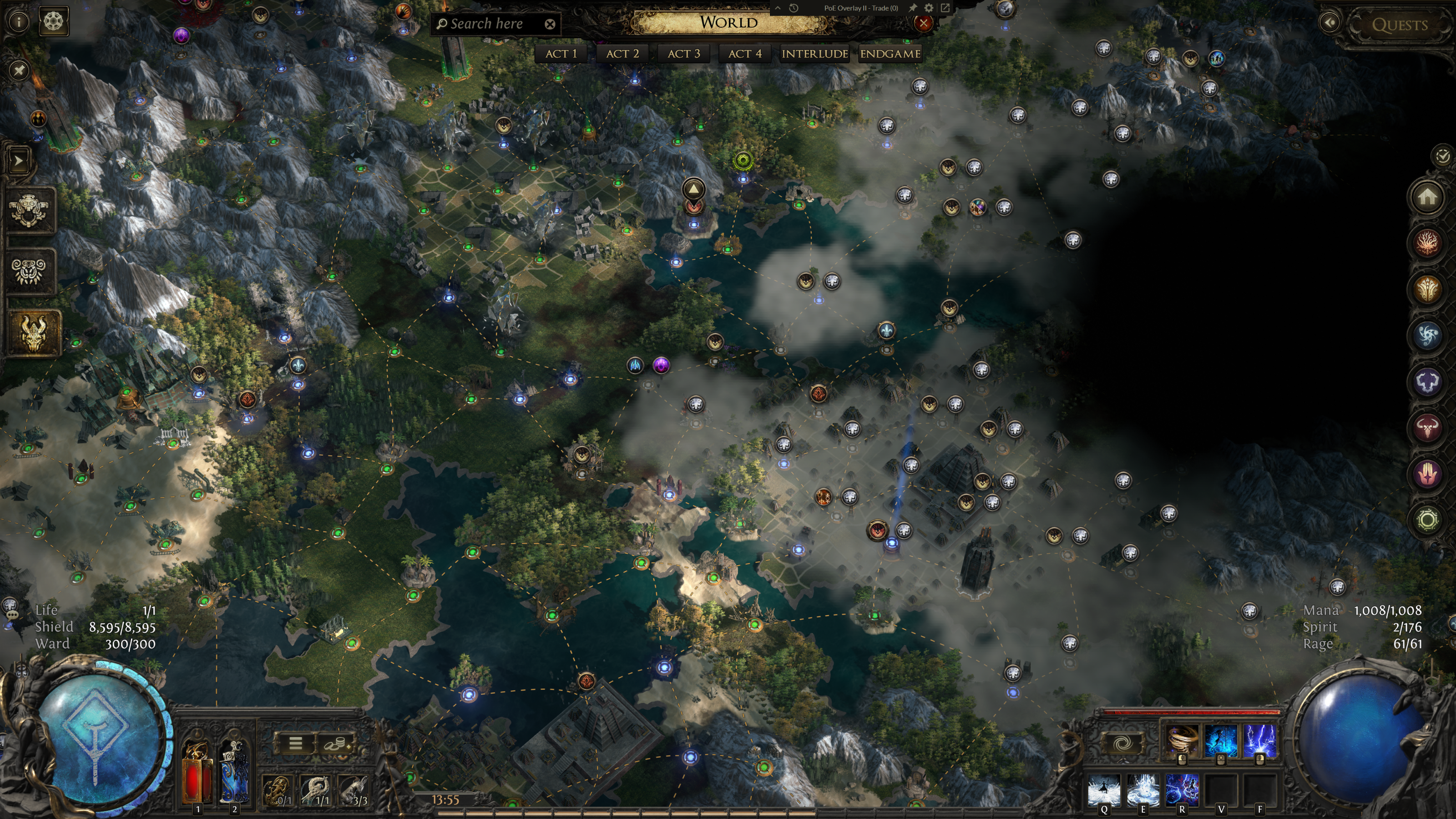 Path of Exile 2 Atlas endgame world map